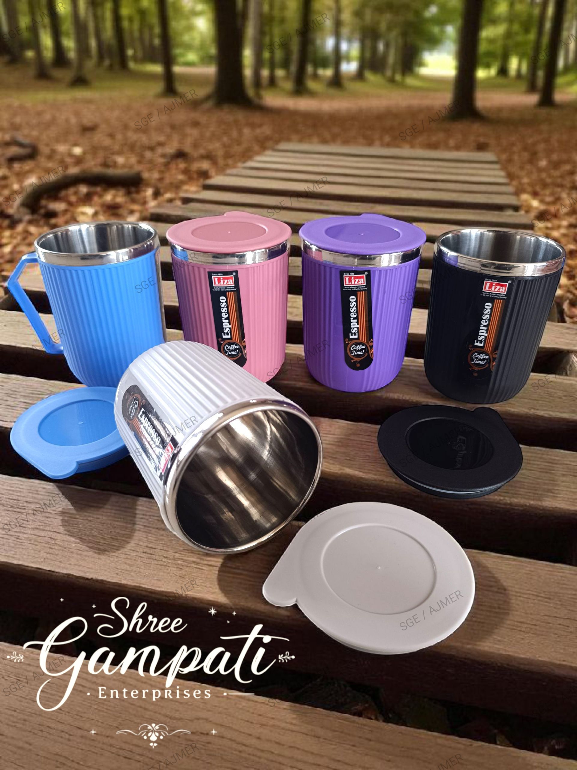 LIZA-ESPRESSO MUG BIG SS WITH LID | Shree Ganpati Enterprises