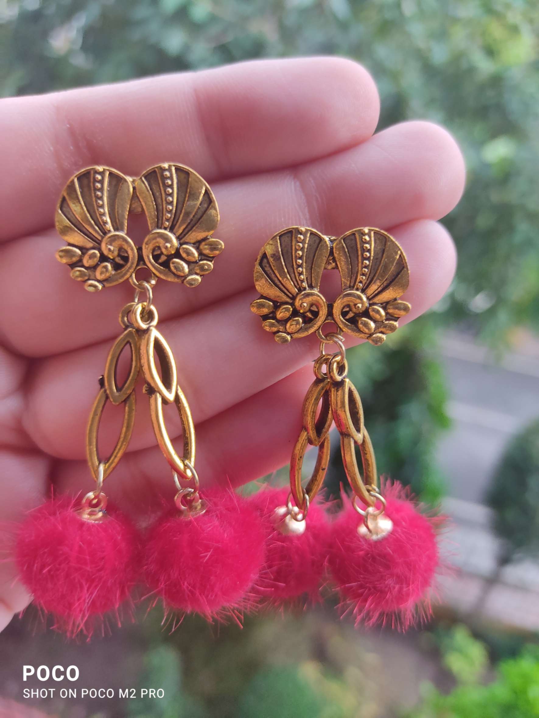 Stylish partywear German Silver Double Sided Peacock Stud Golden