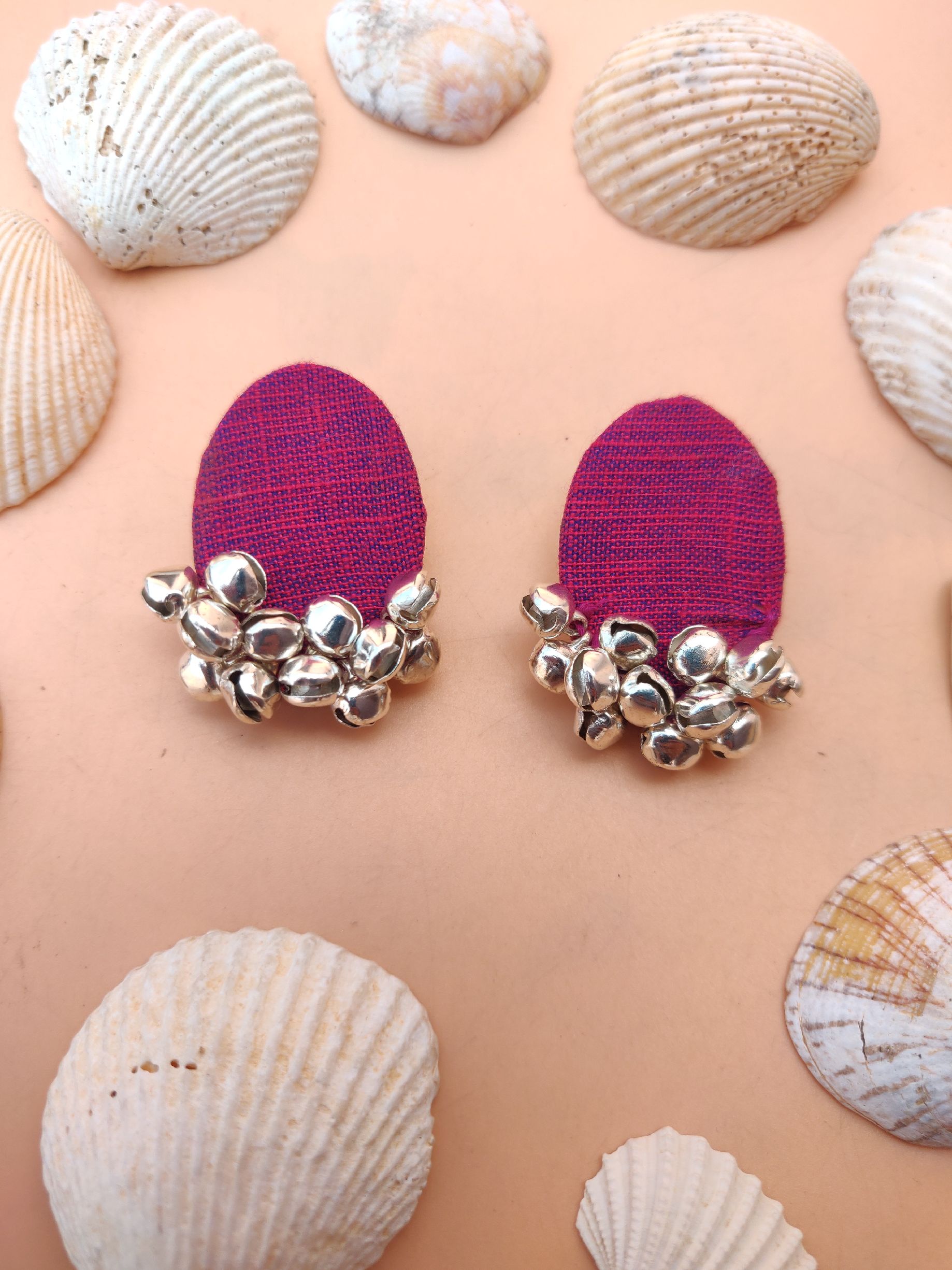 Hand crafted ghunghroo fabric Earrings for girls and women K M