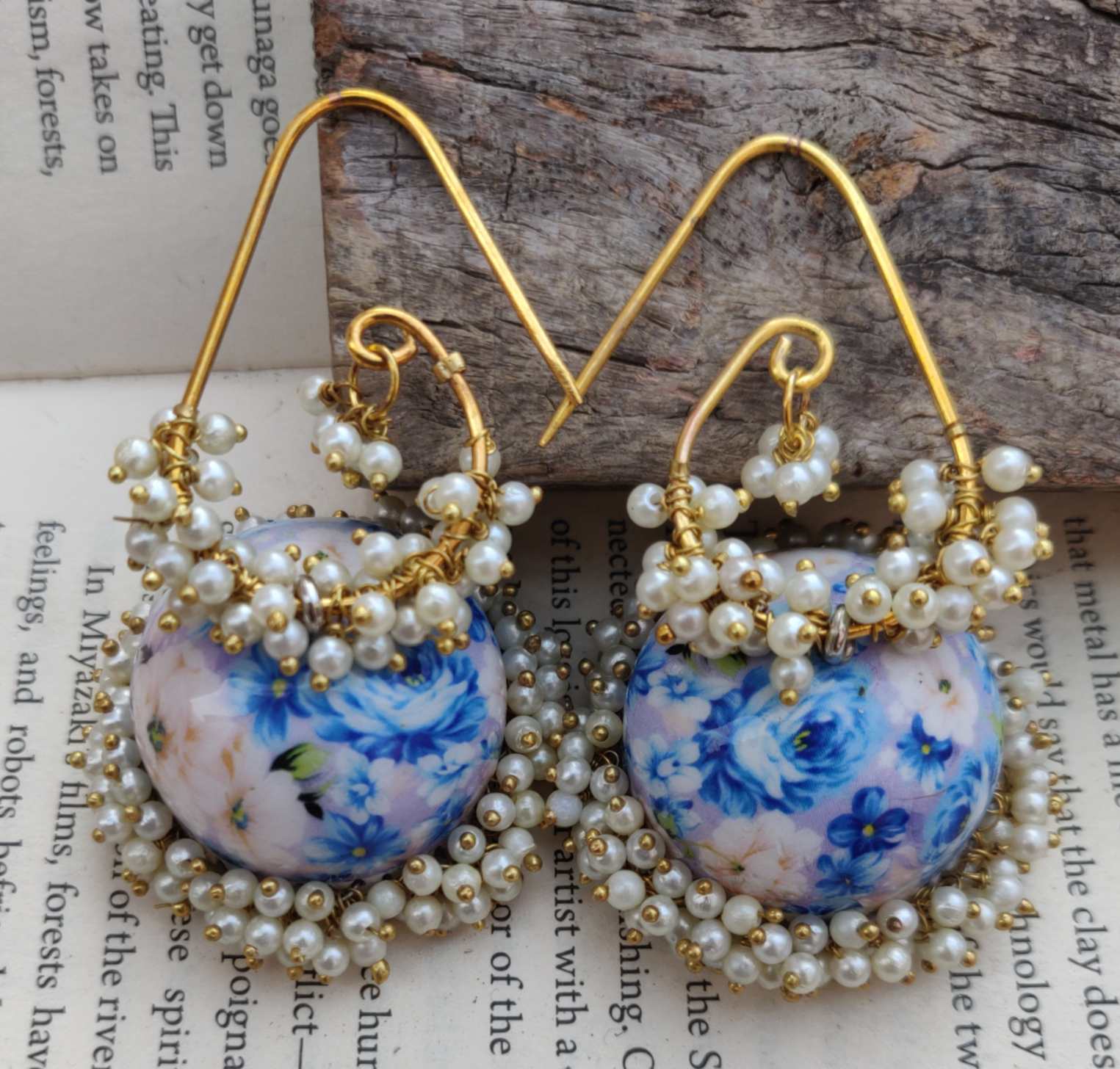 Handpainted Meenakari Work Gold Plated Flower Design Mogra Fitted