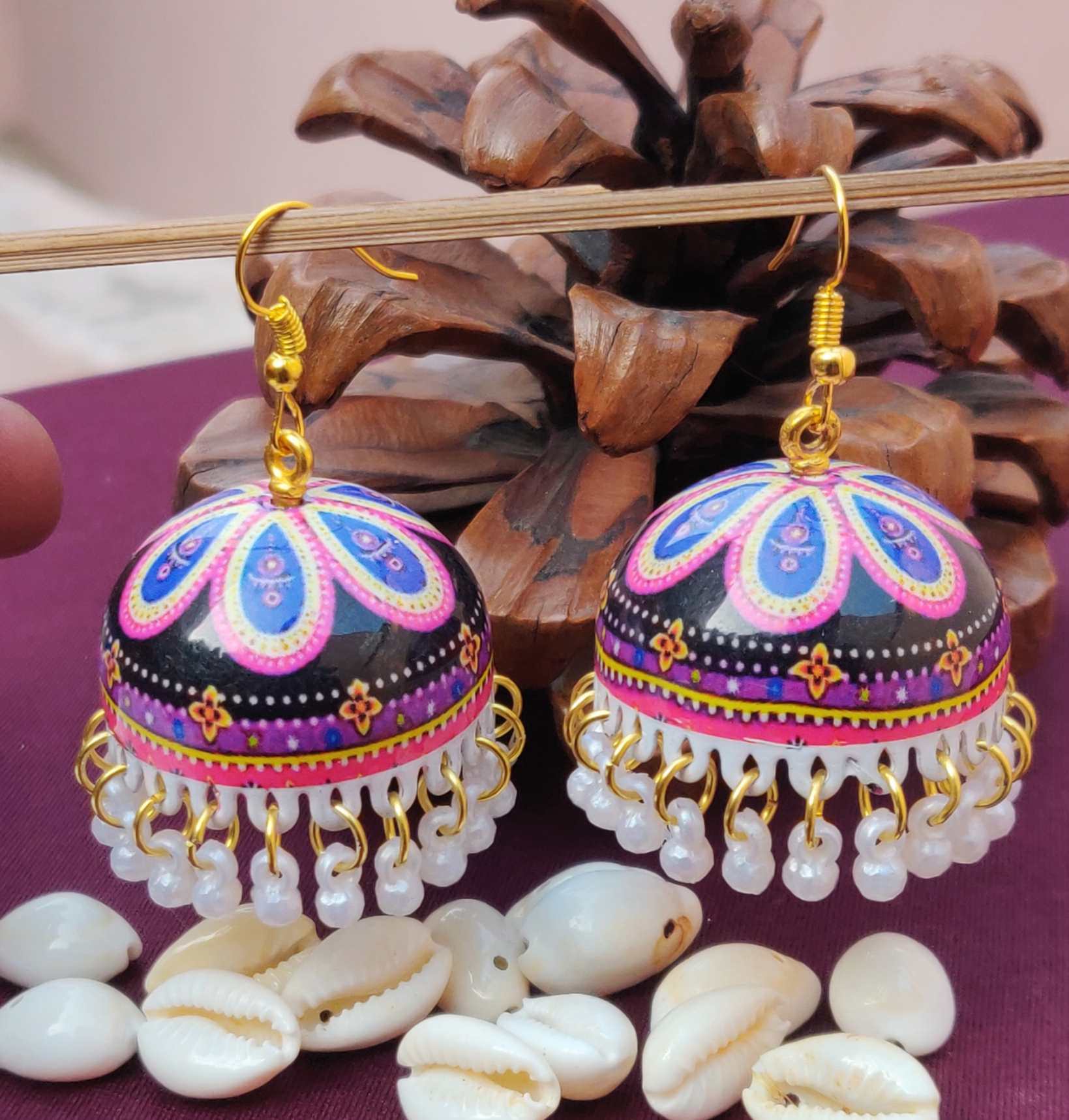 Meenakari Handpainted Work Leaf Design Partywear LIght Weight