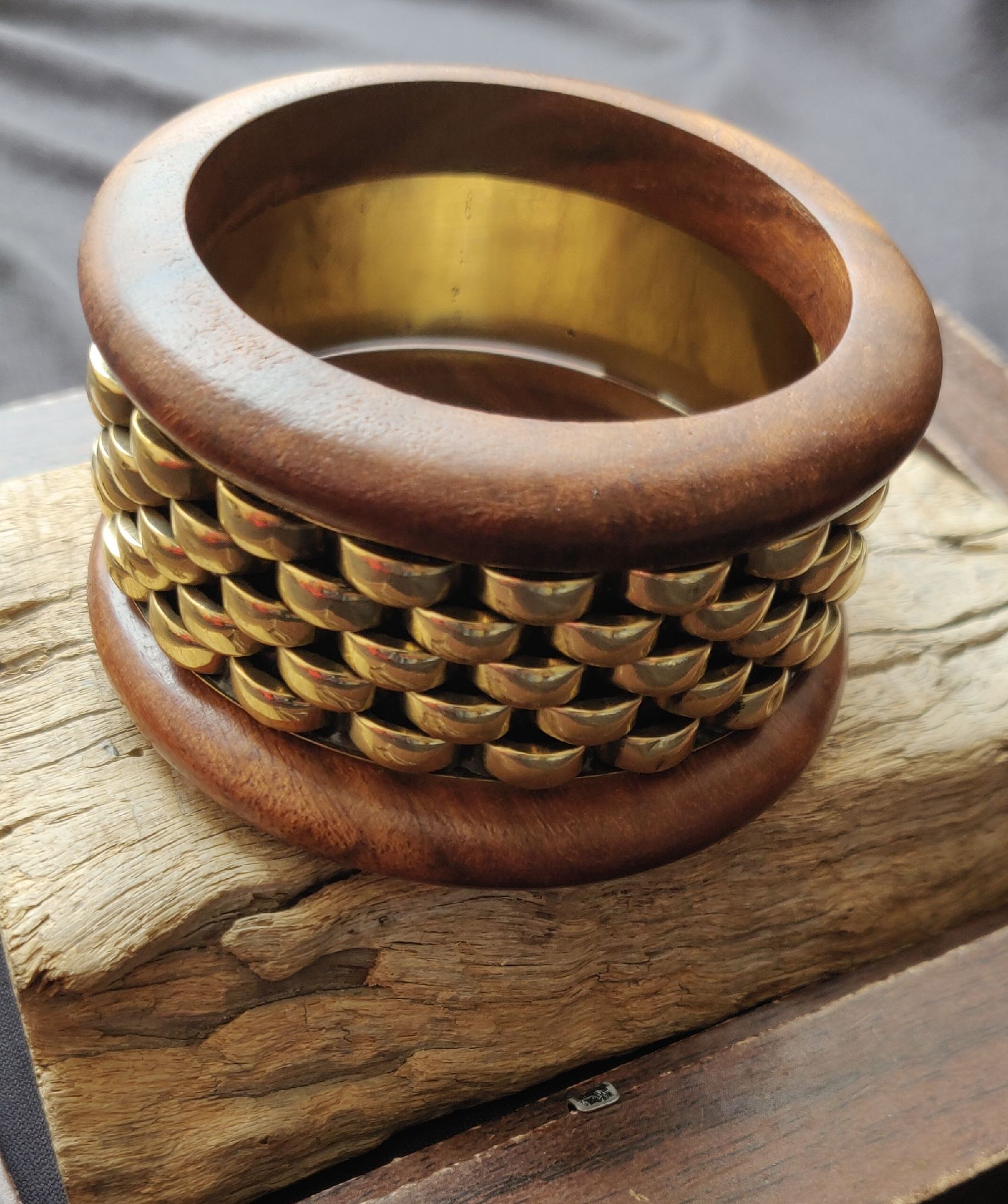 Handcrafted Brass and Wooden Stacking Bangles for Women and Girls