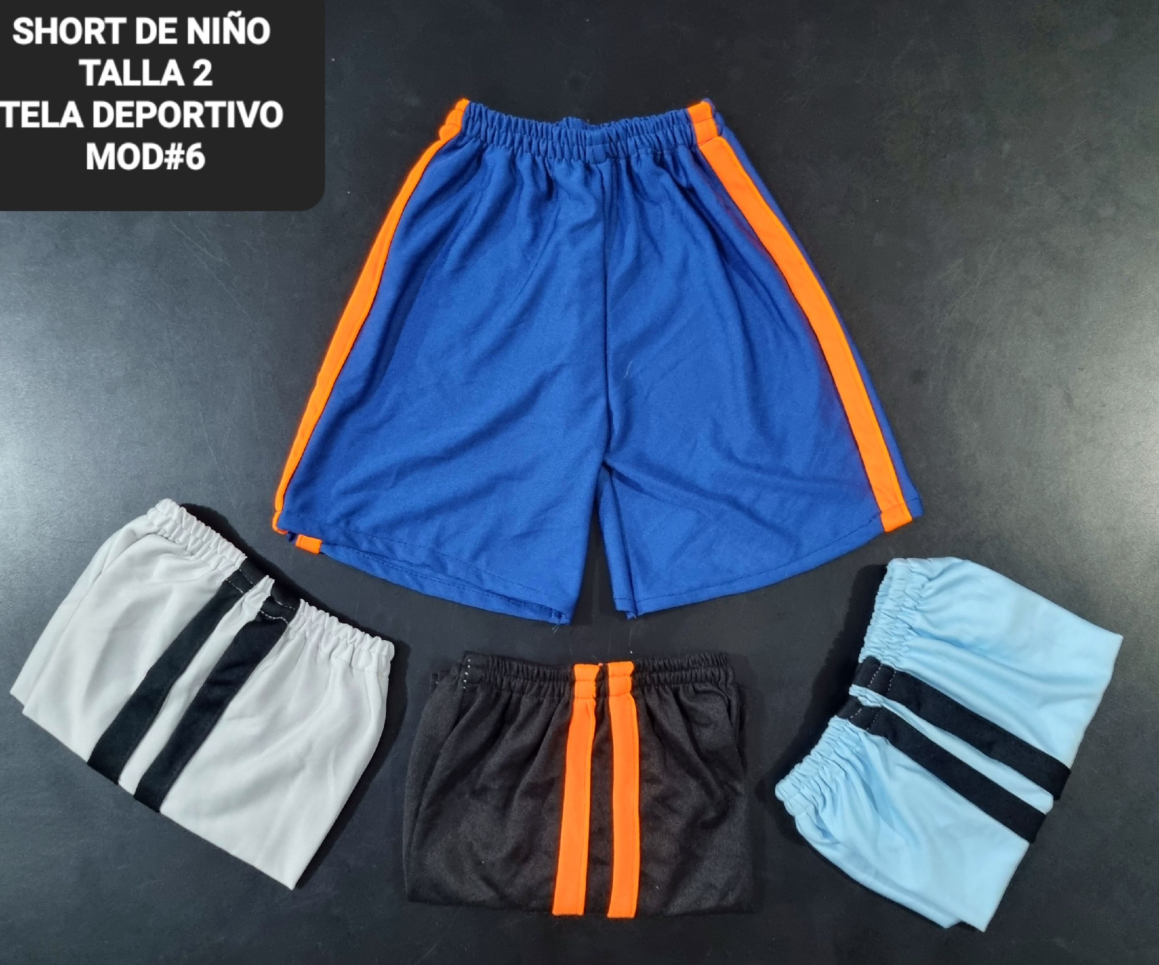 short de niño talla de tela deportivo la docena lleva diferentes