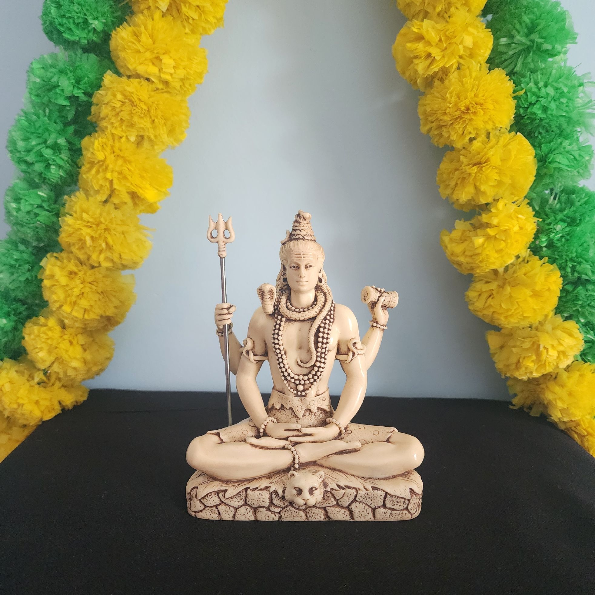 6 inch shiva sitting in ivory finish | SPIRITUALITYARTS