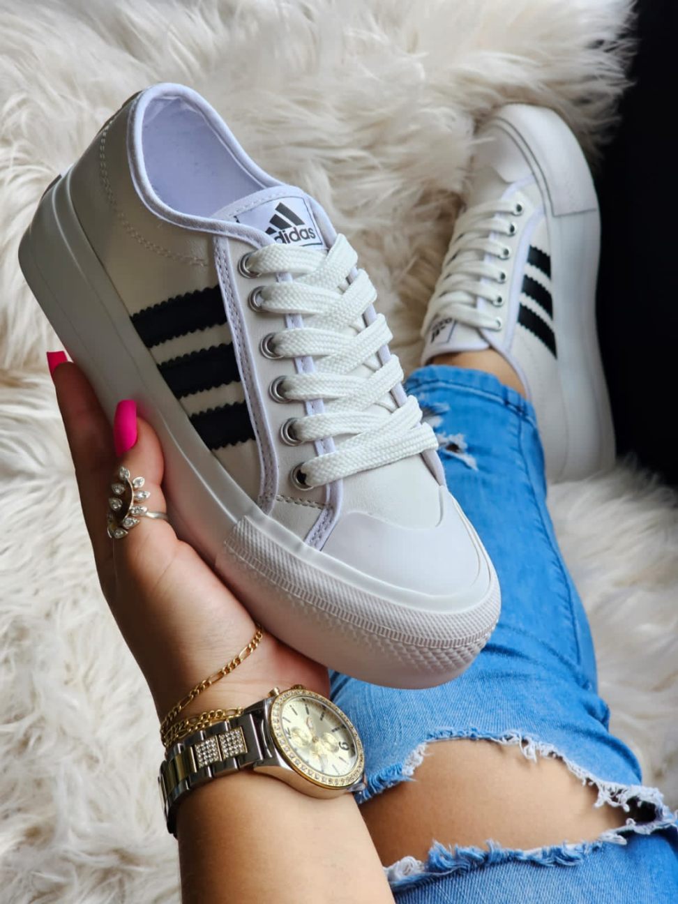 Adidas Nizza 35al40 Blanco PU | Aleja Pretty Mayorista