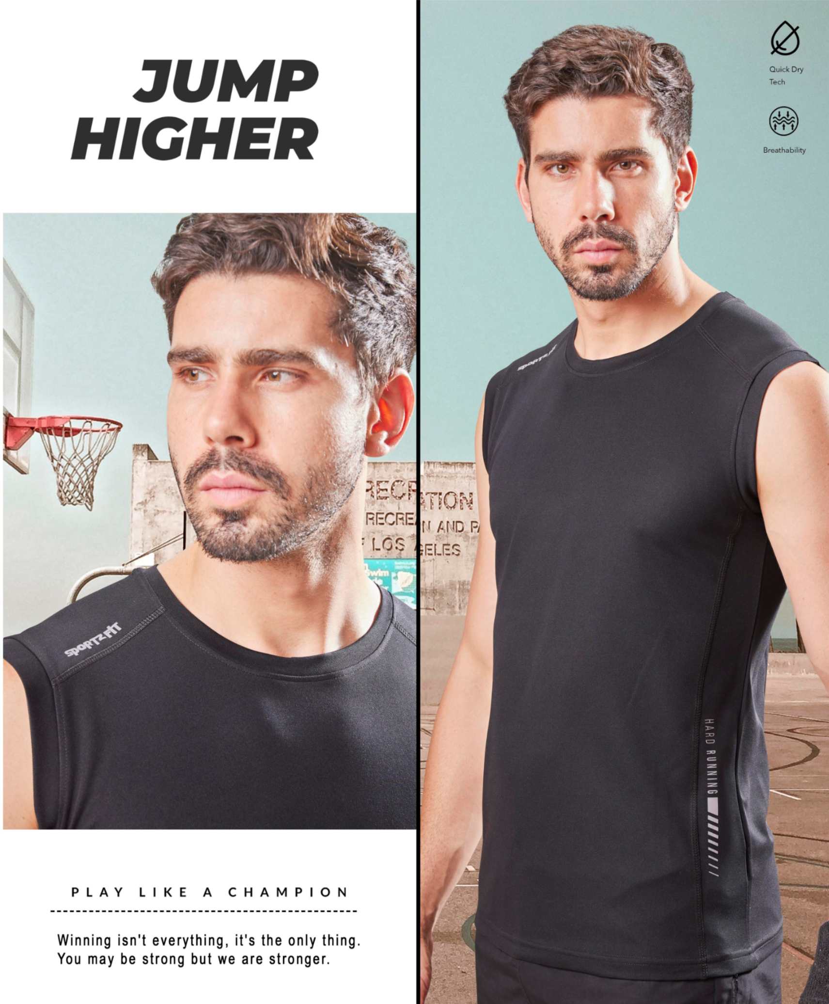 Sando For Swimming TechnoSport Sublimation U Neck Sleeveless Dry