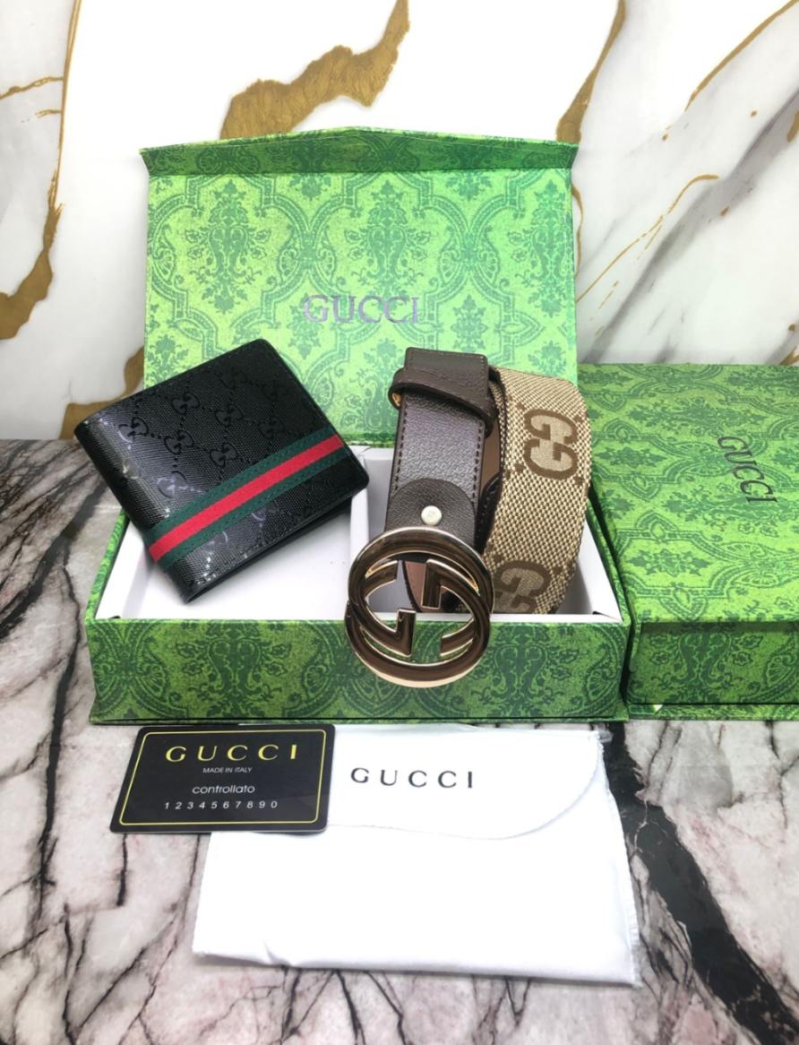 gucci belt and wallet set