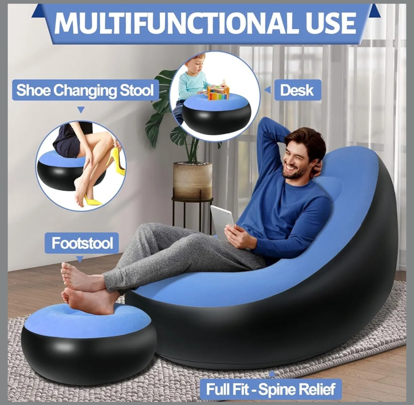 Inflatable Recliner Sofa for Ultimate Relaxation Chair Footstool
