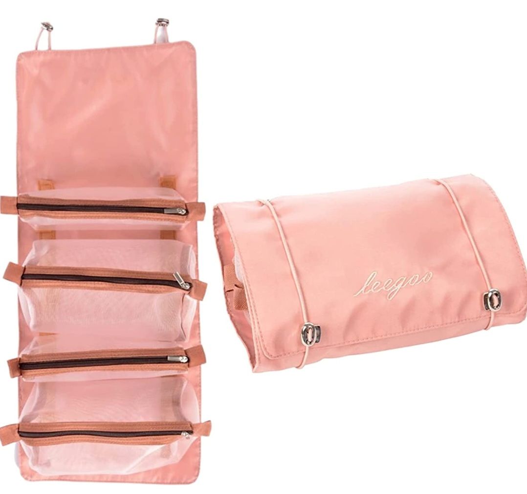 Roll Up Makeup Pouches Cosmetic Organiser Hanging Bag Folding