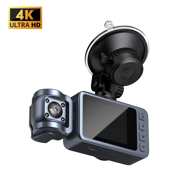 2160P 3-Lens 4K Dash Cam with Night Vision, GPS Parking Monitor