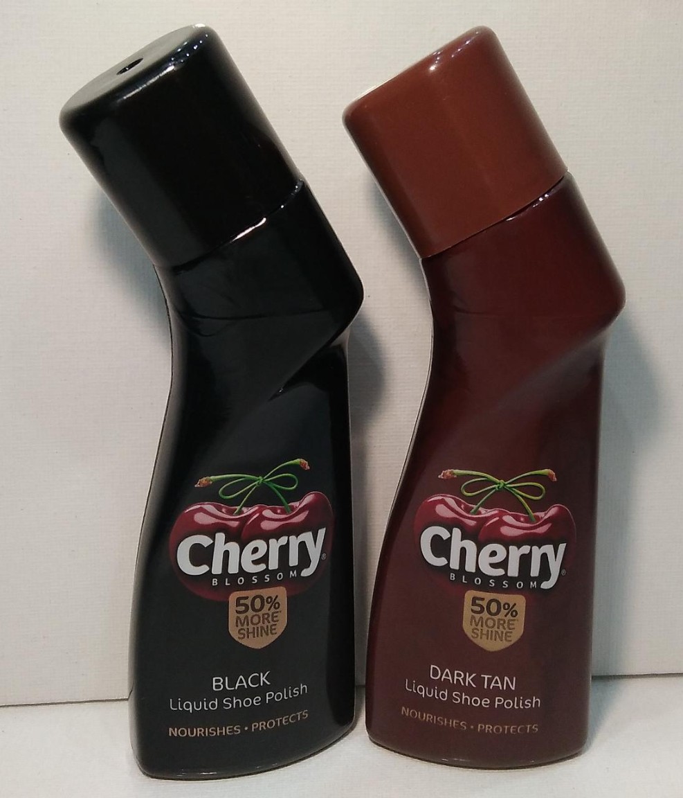 Liquid Shoe Cherry Blossom Navy Blue Shoe Polish Tan Cherry