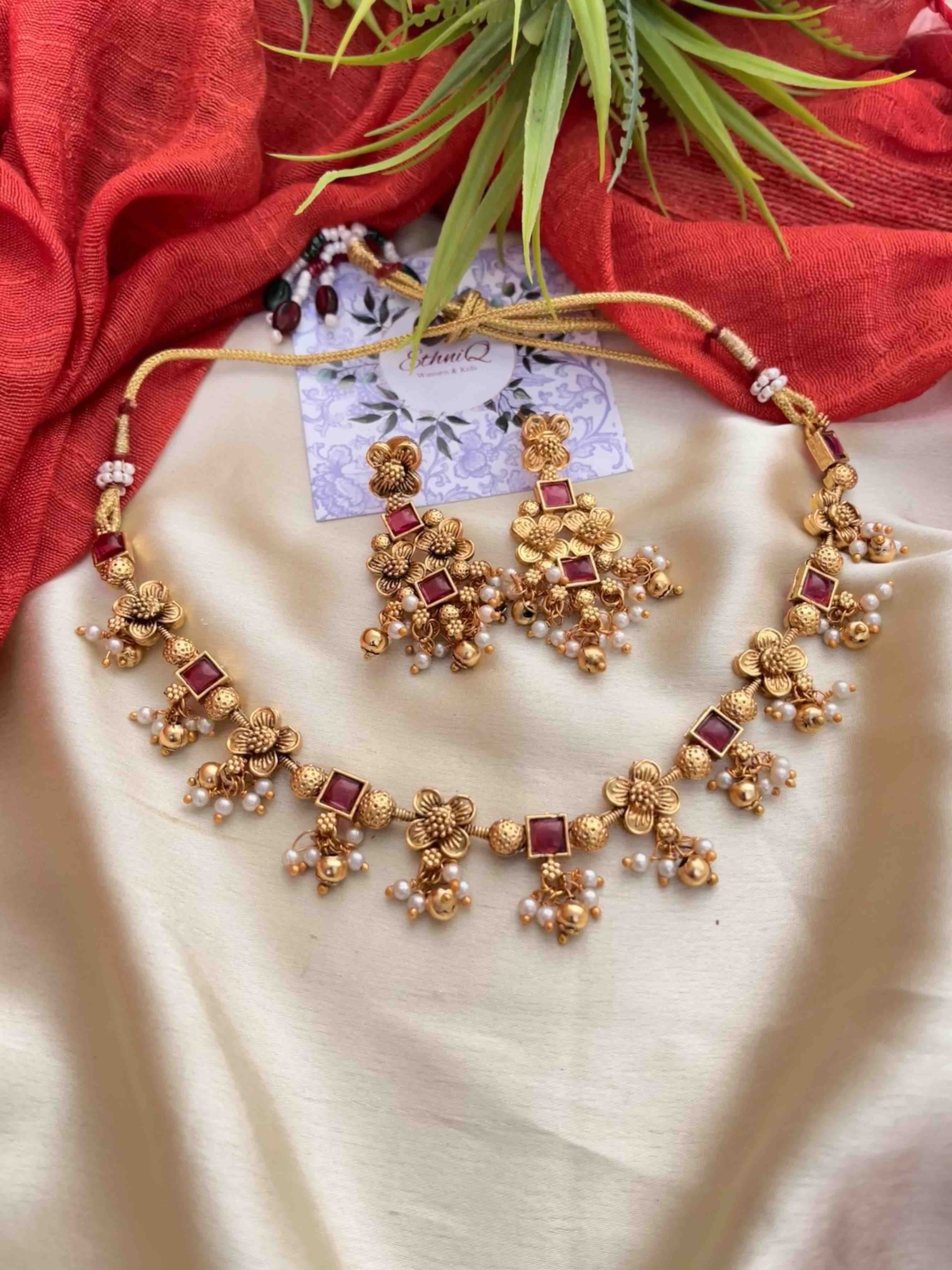 Guttapusalu Necklace 22k With Price Vaibhav Jewellers 22K Antique