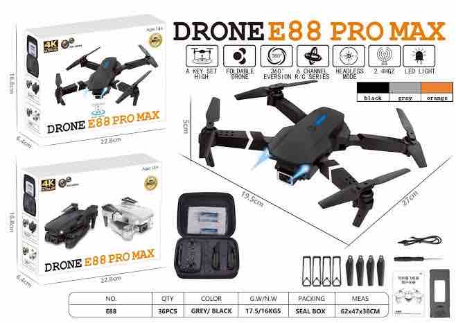 DRONE E88 PRO MAX DOUBE CAMERA DOBLE BATTERY KRISHNA TOYS