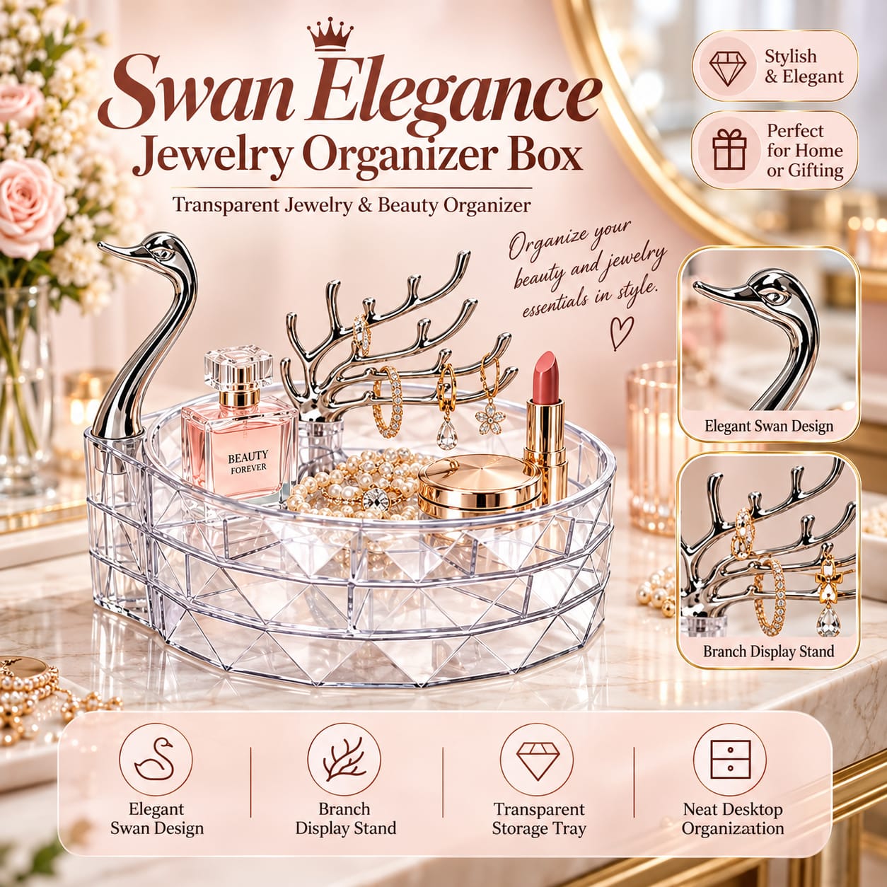 A 8911. Swan Jewelry Organizer.