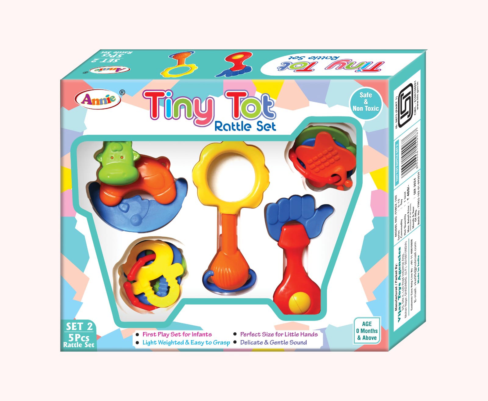 Annie Tiny Tot Rattle Set Box Set (5) Pee Pee SONS