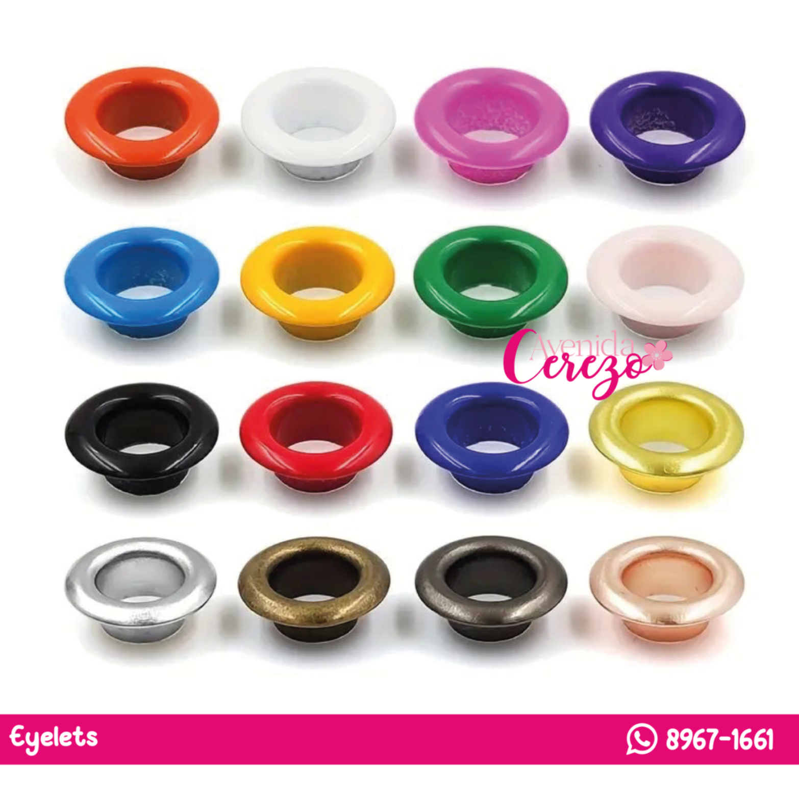 100 Eyelets. Colores surtidos | Avenida Cerezo