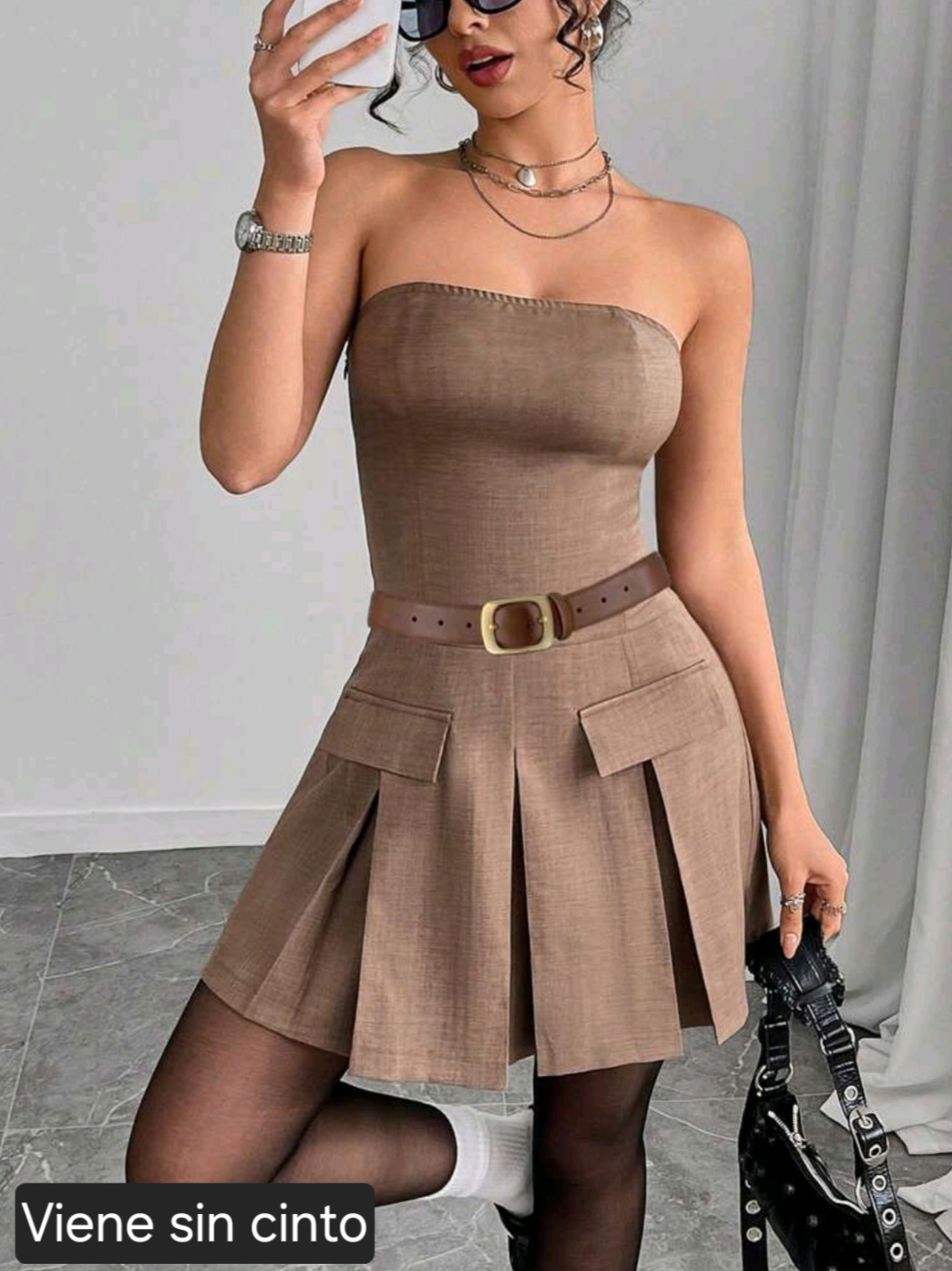 Vestidos Cortos Vestidos Con Cinto En La Cintura Vestido Mini Sin