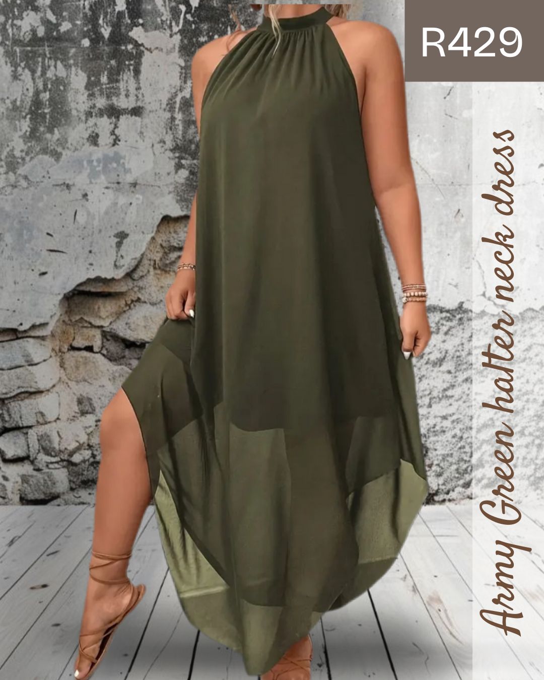 Haut Femme I.N.C. - Style Halter Sans Manches - Taille L - Vert Armée - NEUF Sans étiquettes