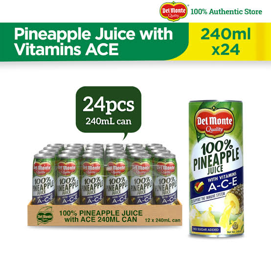 DEL MONTE PINEAPPLE JUICE ACE 240MLX6X24 (BOX) JER-MON Store