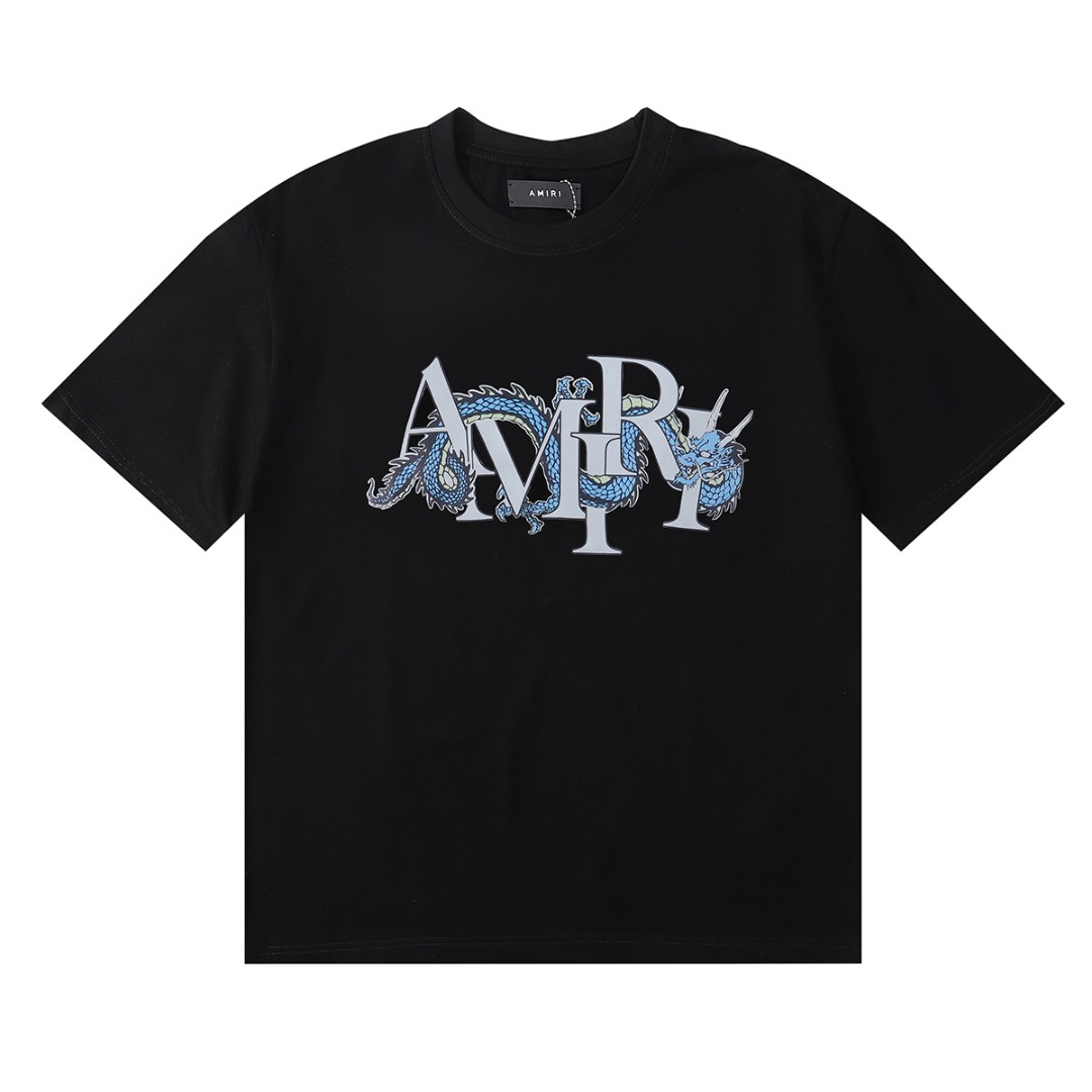 Amiri Logo Tee in Black & Yellow | FWRD