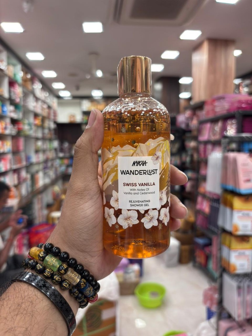 Nykaa Wanderlust Swiss Vanilla shower gel Makeup Store by PKJ