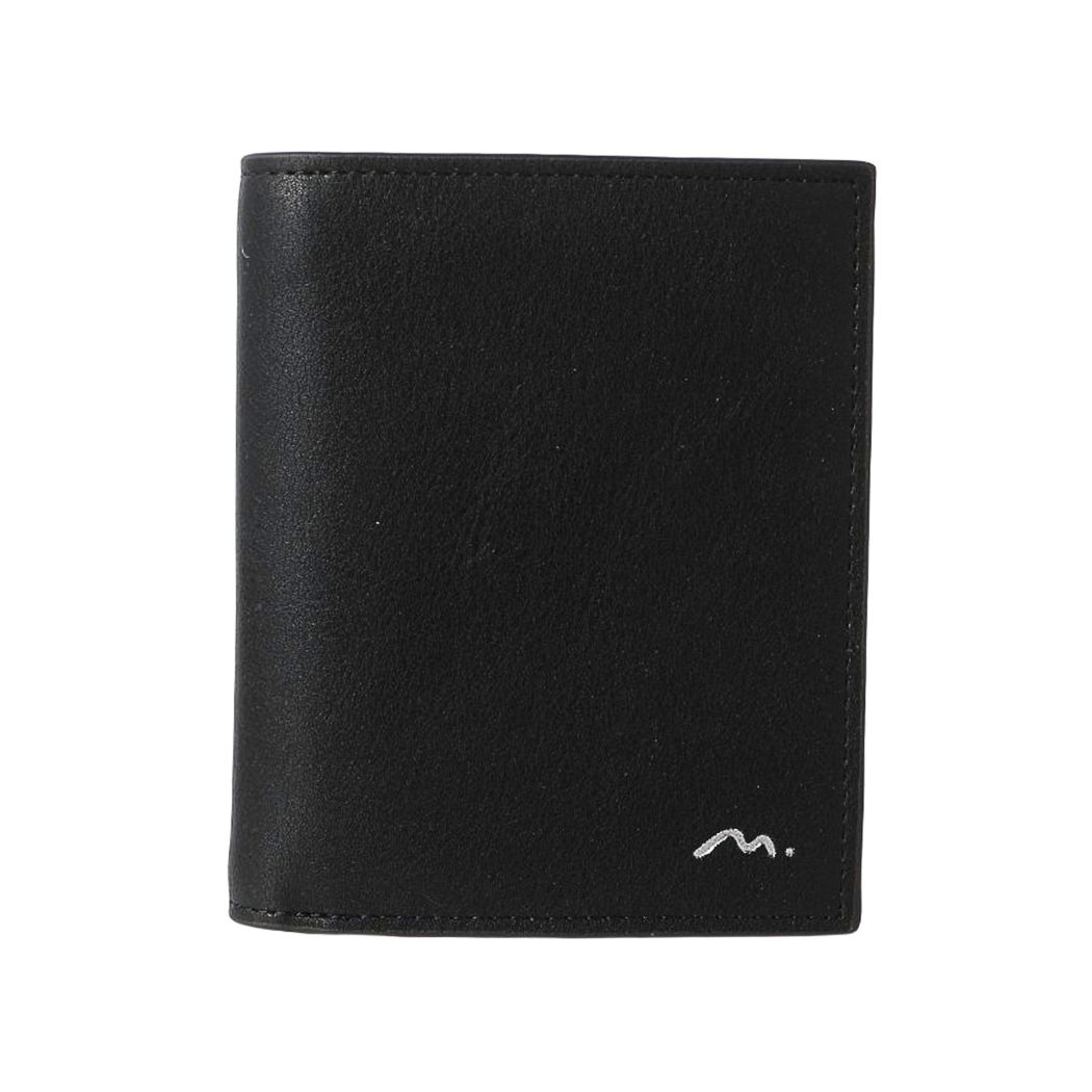 Men＇s Vertical Short Bifold Wallet with Silver Letters(Black