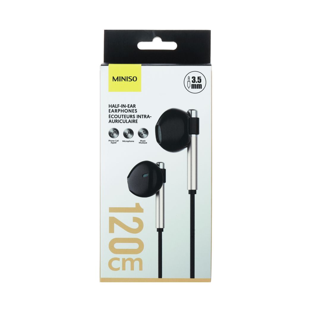 Half-in-Ear Earphones Model: Y668(Black Golden) MINISO