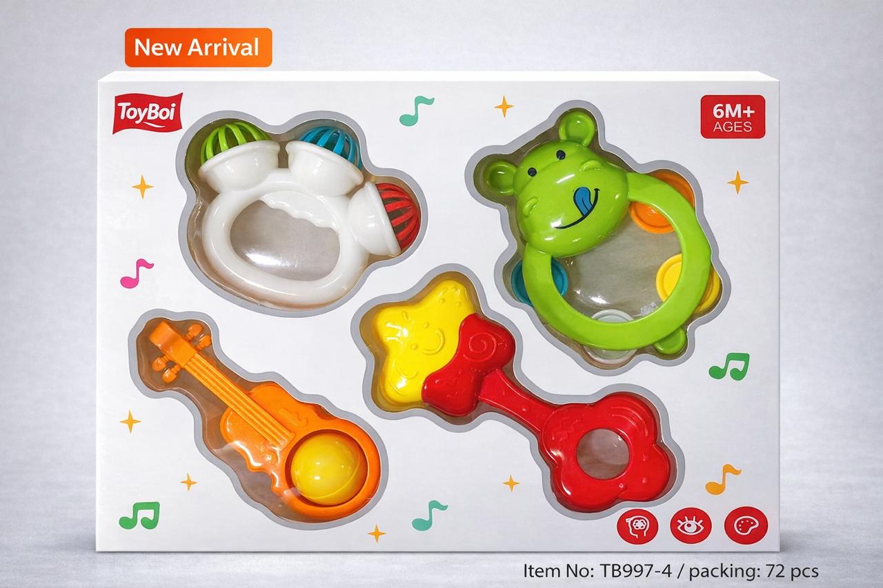 Super Target Rattle Toy TB997-4 4PC RATTLE TOY BOI | SUPER KIDS