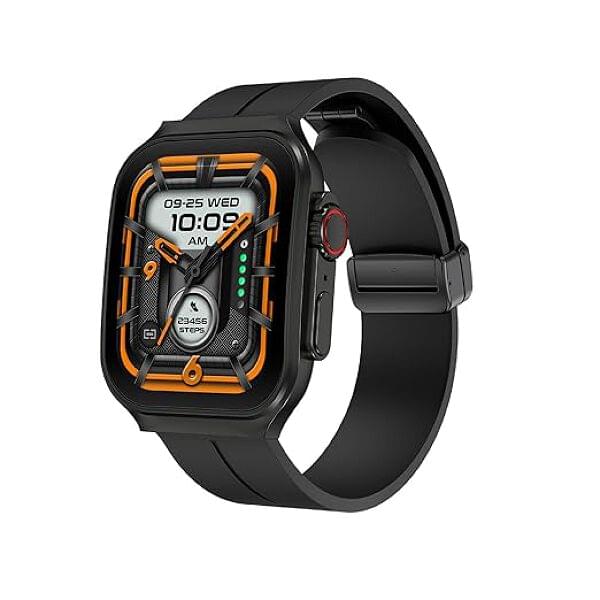 Elevate Smart Watch|2.02" Super AMOLED Curved Display with 410X512 Resolution with 600 NITS Brightness|Rotary Crown|Split Screen|Bt Calling|120+Sports Modes|200+WatchFace|Magnetic Strap,Black