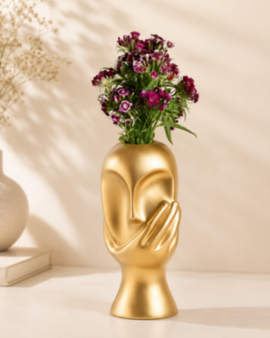 Golden Face Flower Vase