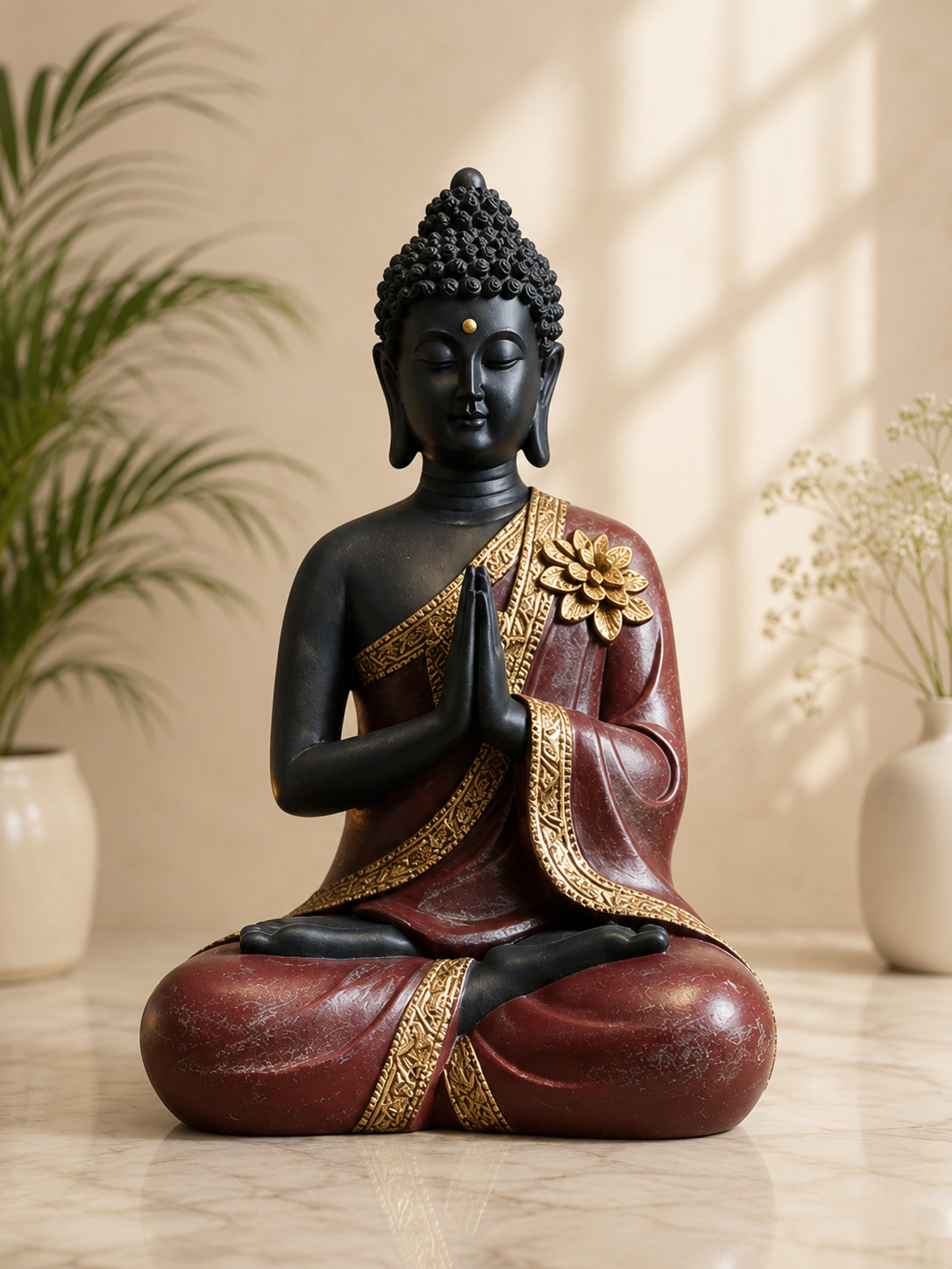 Maroon Buddha Showpiece