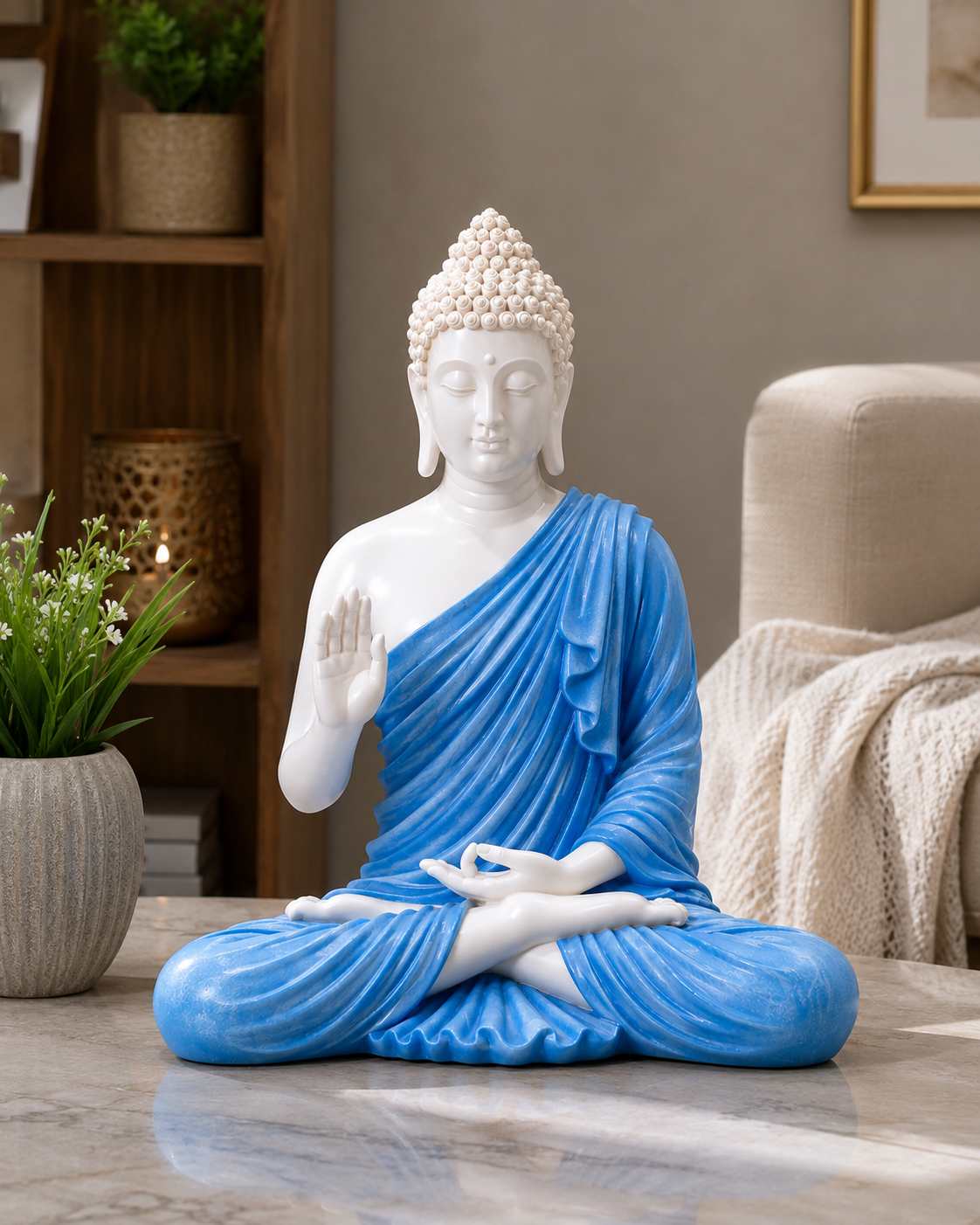 Blue & White Buddha Showpiece
