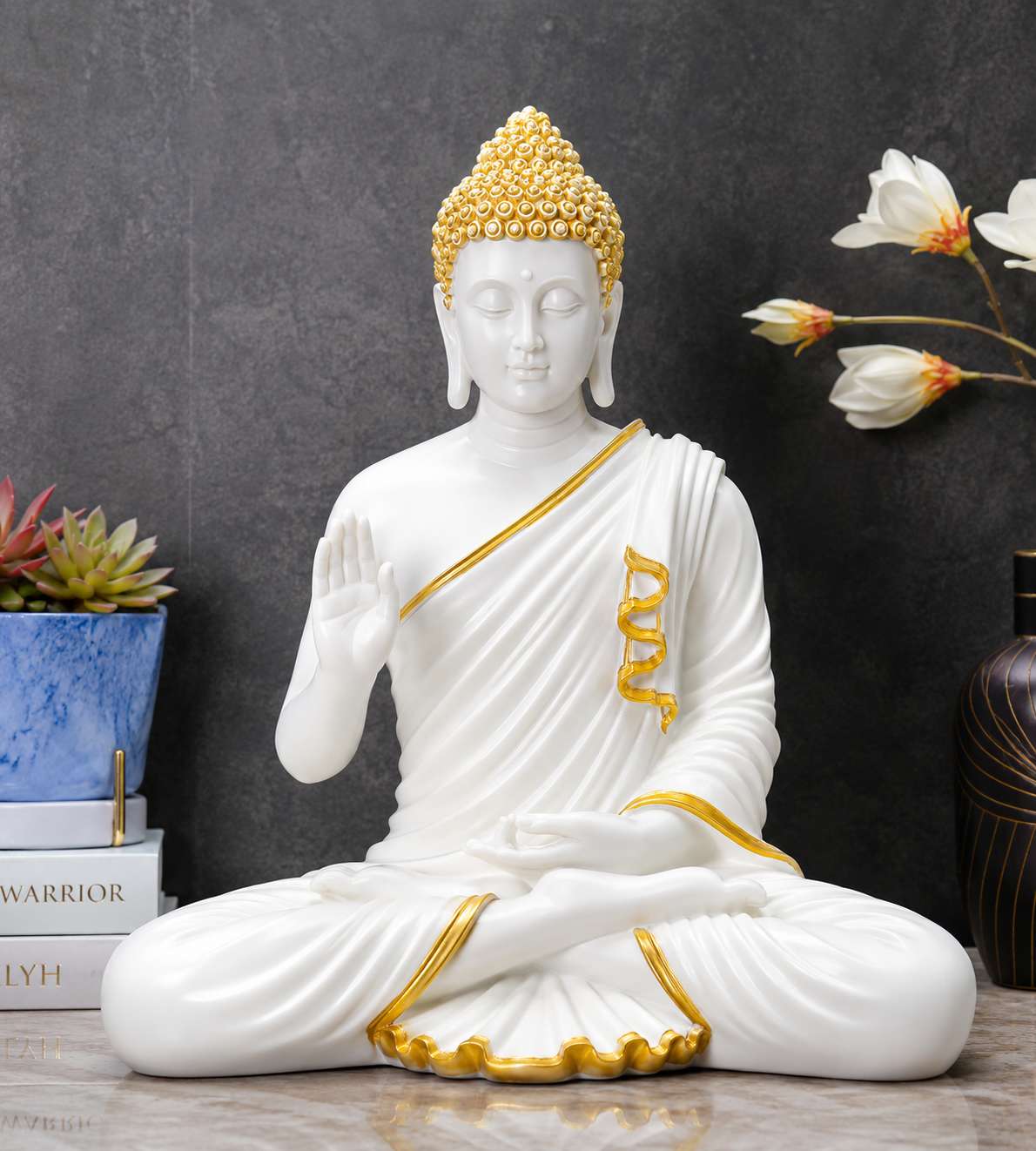 White & Gold Buddha Showpiece