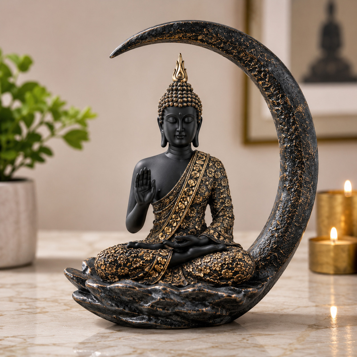Black Moon Buddha Showpiece