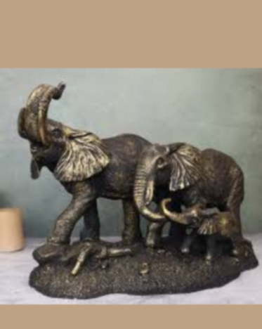 Resin Elephant Family Statue