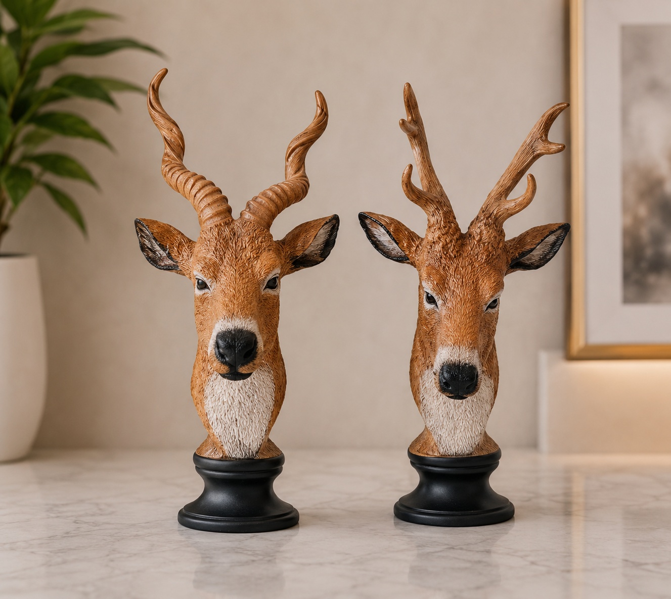 Deer Head Pair Showpiece