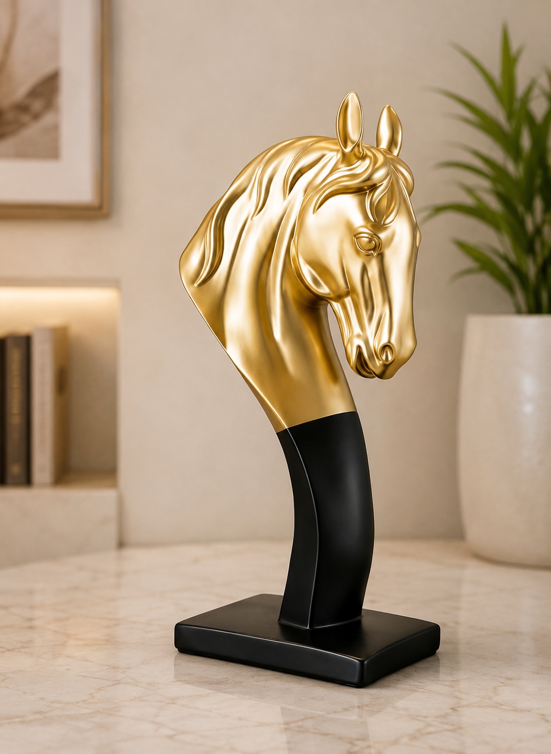Golden Horse Head Showpiece