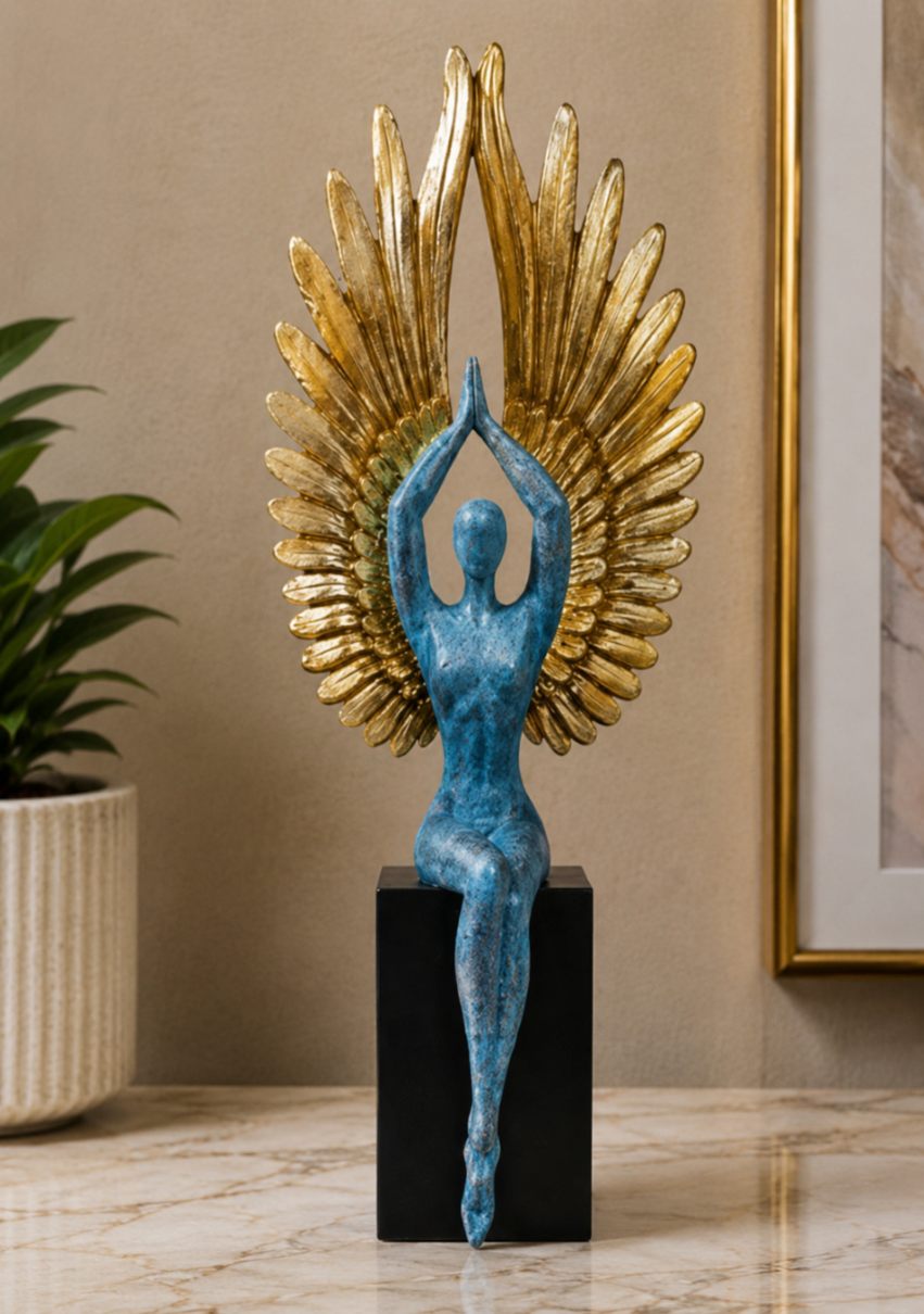 Angel Sculpture with Golden Wings