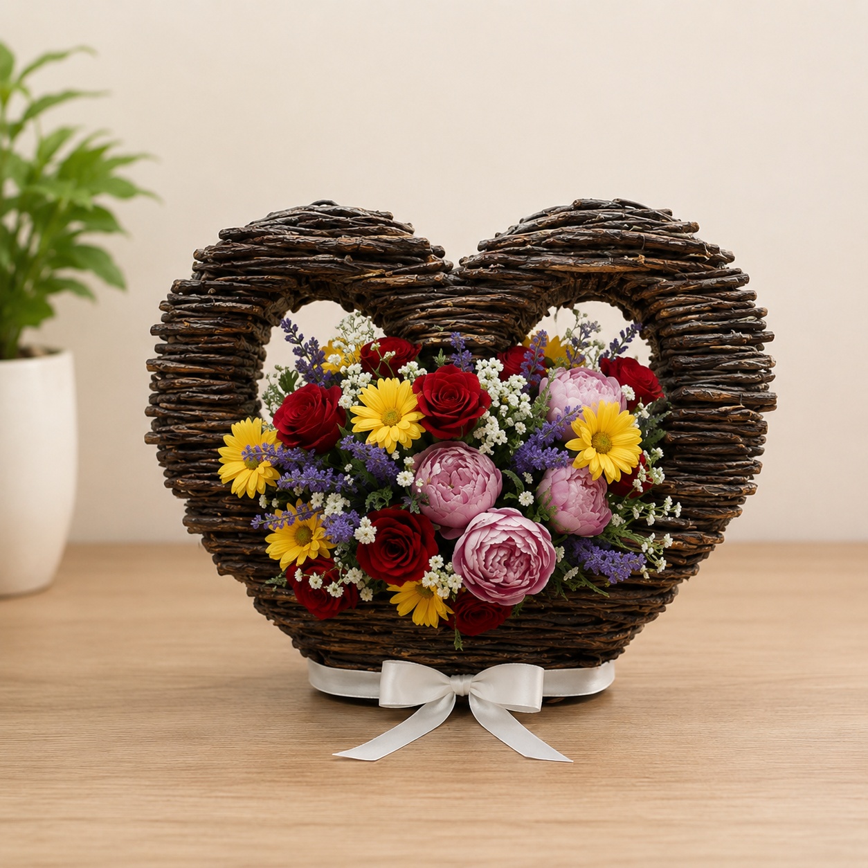 Heart Shaped Wooden Showpiece